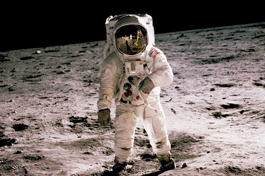 Astronaut standing on moon